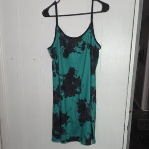 T.J.Maxx Teal and Black Floral Chemise